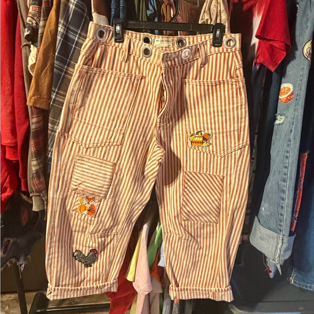 We The Free moxie barrel orange Striped with Embroidered Patches